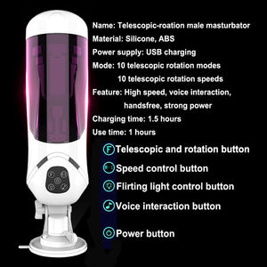 NEW Telescopic Masturbation Cup Electric Automatic Sex Machine Rotating - Men Guide Store